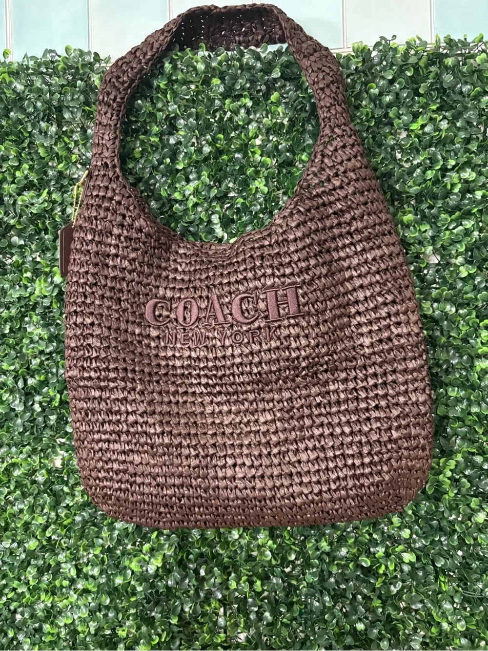 Coach New York Brown Woven Shoulder Bag